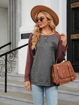 Round Neck Raglan Sleeve T-Shirt - Trendsi - Flyclothing LLC