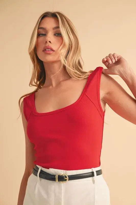 Aemi+Co Square Neck Wide Strap Tank - Trendsi - Flyclothing LLC