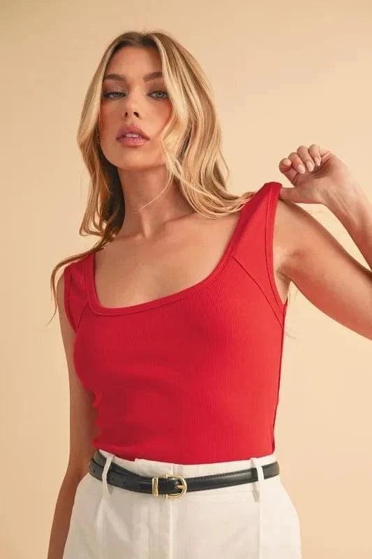 Aemi+Co Square Neck Wide Strap Tank - Trendsi