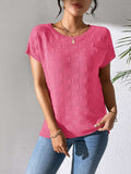 Round Neck Short Sleeve Knit Top - Trendsi - Flyclothing LLC