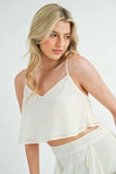 MABLE Crop Cami and Ruffled Wide Leg Pants Set - Trendsi - Flyclothing LLC