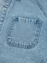 Smocked Cuffs Flared Denim Shirt Mini Dress - Trendsi - Flyclothing LLC