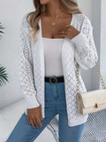 Openwork Open-Front Long Sleeve Cardigan - Trendsi - Flyclothing LLC