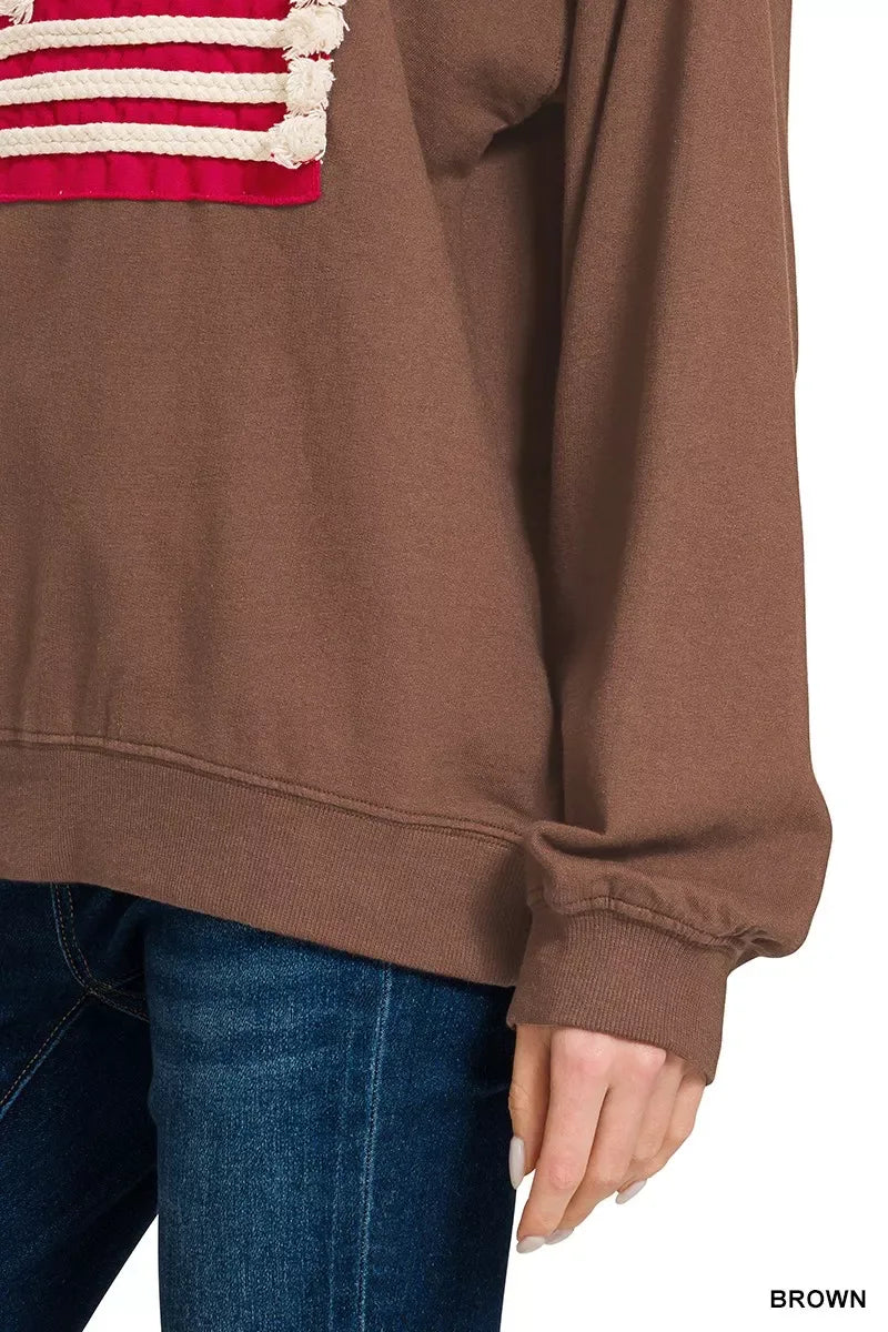 Zenana French Terry American Flag Pullover - Trendsi - Flyclothing LLC