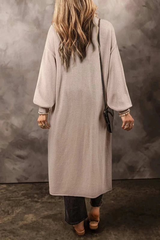Pocketed Open Front Long Sleeve Cardigan - Trendsi - Flyclothing LLC