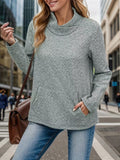 Pocketed Turtleneck Long Sleeve Sweatshirt - Trendsi