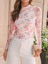 Lovelet Mock Neck Long Sleeve Top - Trendsi - Flyclothing LLC