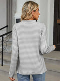 Striped Notched Long Sleeve T-Shirt - Trendsi - Flyclothing LLC