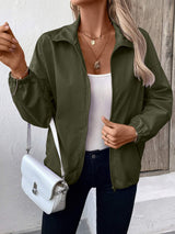 Pocketed Zip Up Long Sleeve Jacket - Trendsi - Flyclothing LLC