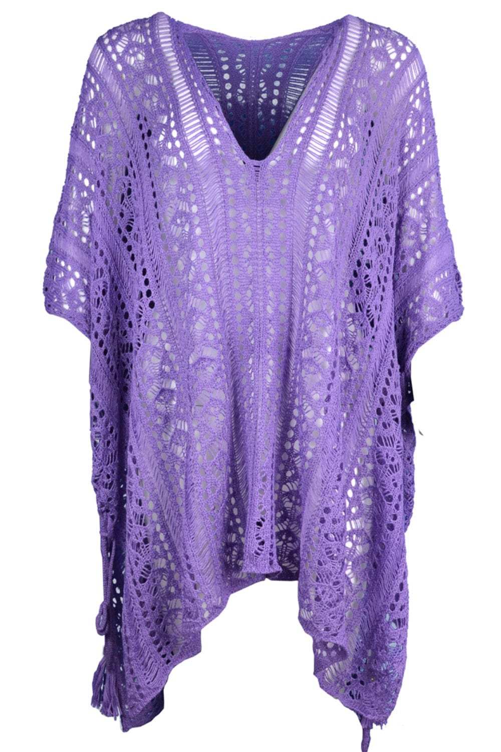 Cutout V-Neck Cover-Up with Tassel - Trendsi - Flyclothing LLC