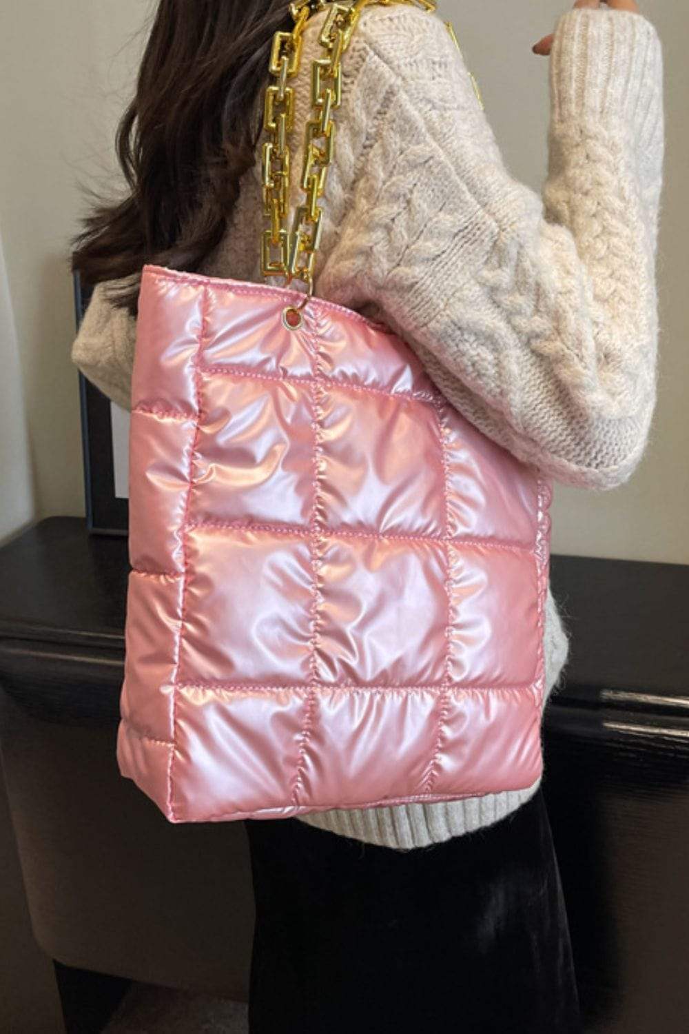 Bubble Texture Chain Handbag - Trendsi - Flyclothing LLC