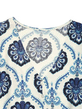 Printed V-Neck Cap Sleeve Dress - Trendsi - Flyclothing LLC