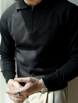 Men's Plus Size Quarter Zip Raglan Sleeve Polo - Trendsi - Flyclothing LLC