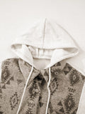 Western Aztec Print Color Block Patchwork Drawstring Hooded Shacket - Trendsi - Flyclothing LLC