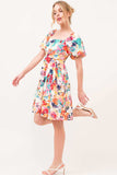 And The Why Square Neck Puff Sleeve Floral Dress - Trendsi - Flyclothing LLC