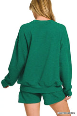 Zenana Slub Long Sleeve Top and Shorts Set - Trendsi - Flyclothing LLC