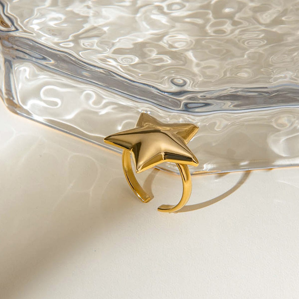 18K Gold-Plated Stainless Steel Star Ring - Trendsi