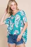 BOMBOM Loose Fit Vintage Floral Tunic Top - Trendsi