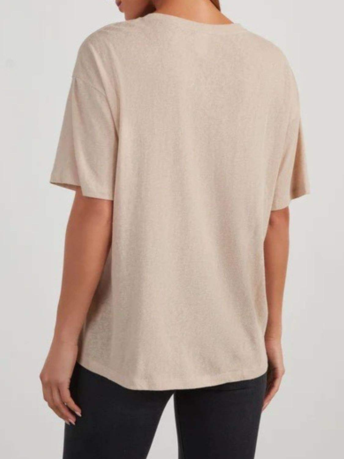 Round Neck Half Sleeve T-Shirt - Trendsi - Flyclothing LLC