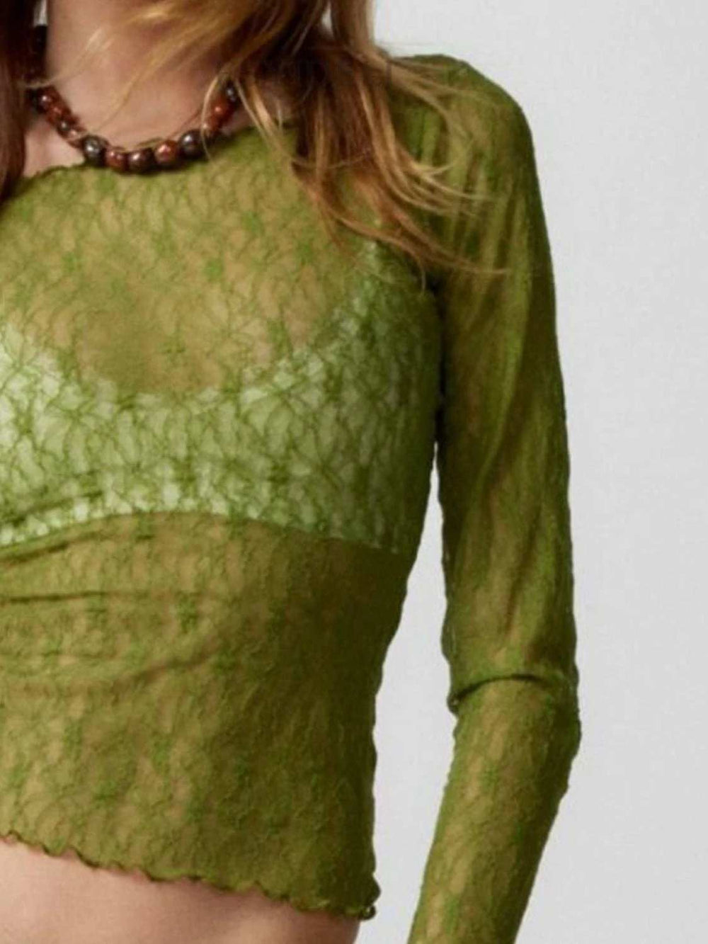 Lace Boat Neck Long Sleeve Blouse - Trendsi - Flyclothing LLC