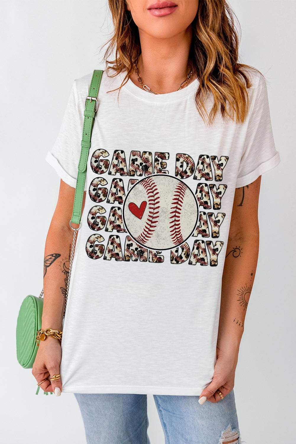 GAME DAY Round Neck Short Sleeve T-Shirt - Trendsi - Flyclothing LLC