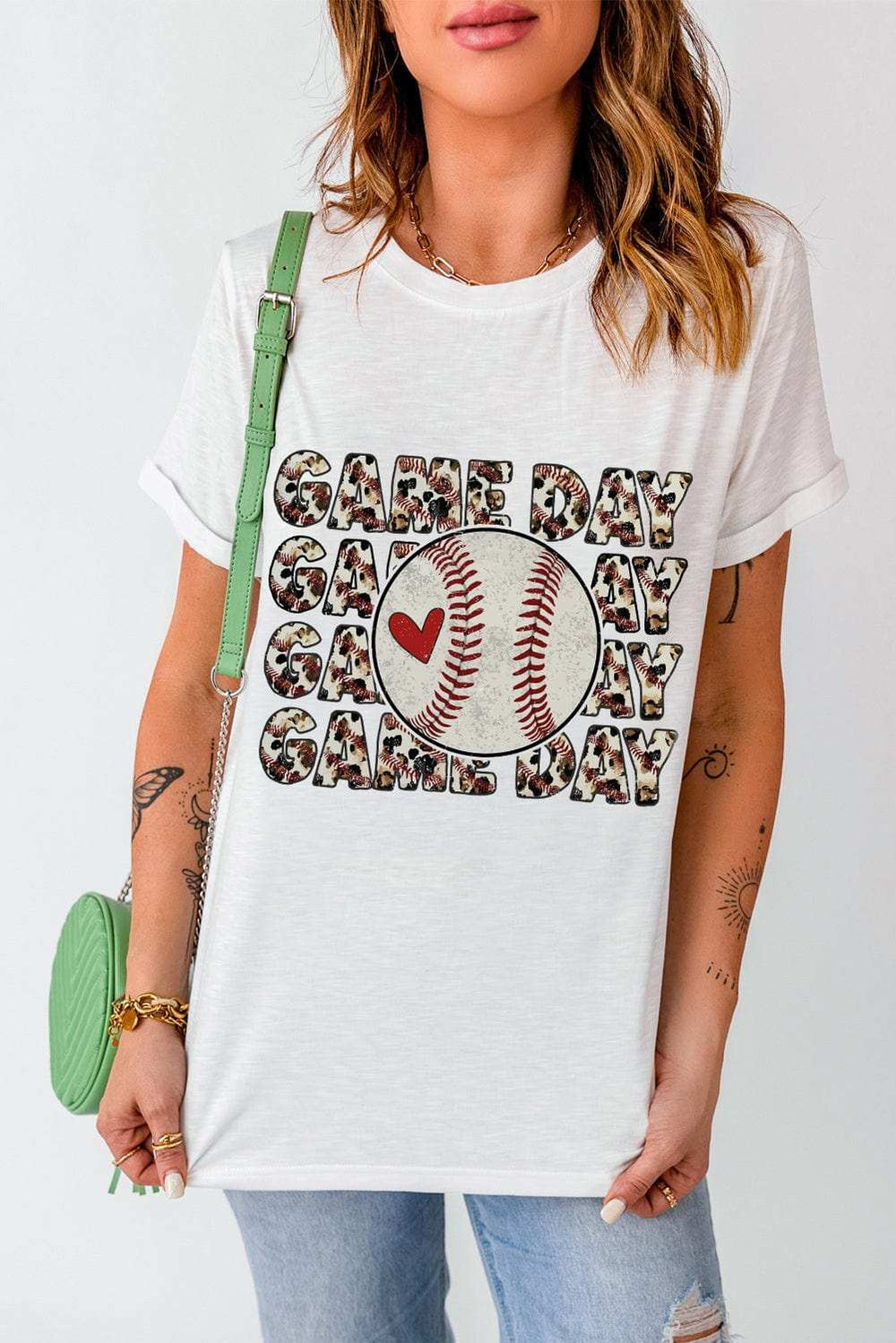 GAME DAY Round Neck Short Sleeve T-Shirt - Trendsi - Flyclothing LLC