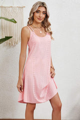 Eyelet Scoop Neck Double Strap Dress - Trendsi - Flyclothing LLC