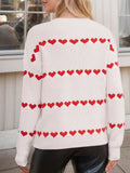 Heart Round Neck Long Sleeve Sweater - Trendsi