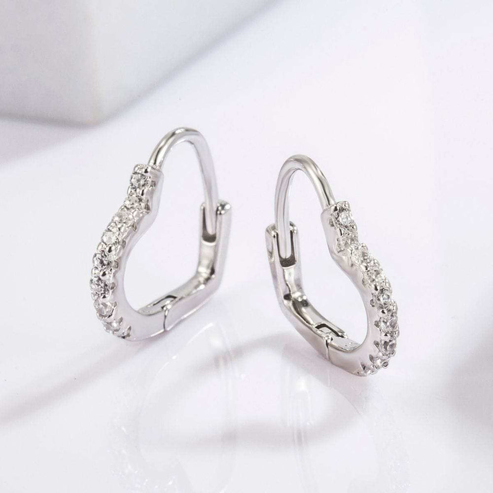 925 Serling Silver Zircon Heart Shape Earrings - Trendsi - Flyclothing LLC