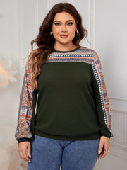 Plus Size Printed Long Sleeve Sweatshirt - Trendsi
