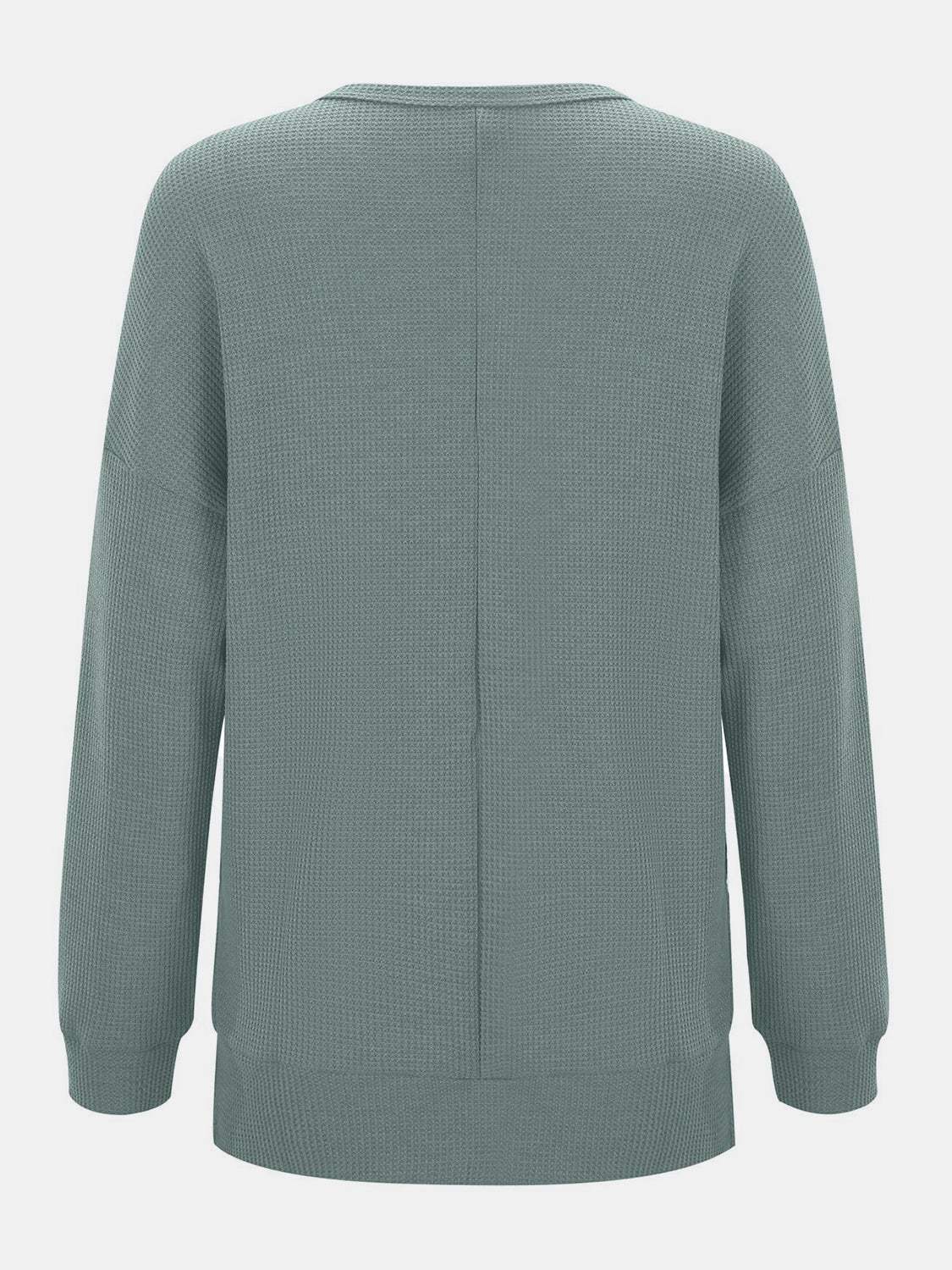 Side Slit Round Neck Long Sleeve T-Shirt - Trendsi - Flyclothing LLC