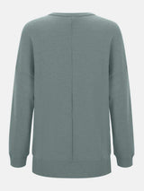 Side Slit Round Neck Long Sleeve T-Shirt - Trendsi - Flyclothing LLC