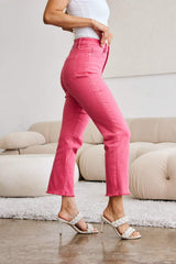 RFM Crop Dylan Full Size Tummy Control High Waist Raw Hem Jeans - Trendsi - Flyclothing LLC