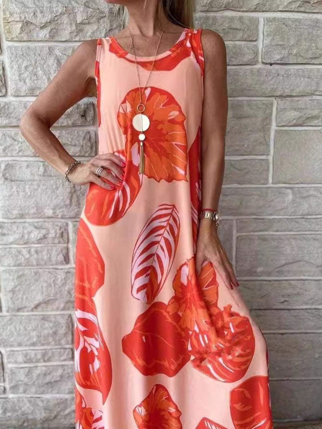 Printed Round Neck Mini Tank Dress - Trendsi - Flyclothing LLC