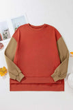 Contrast Round Neck Long Sleeve Sweatshirt - Trendsi - Flyclothing LLC