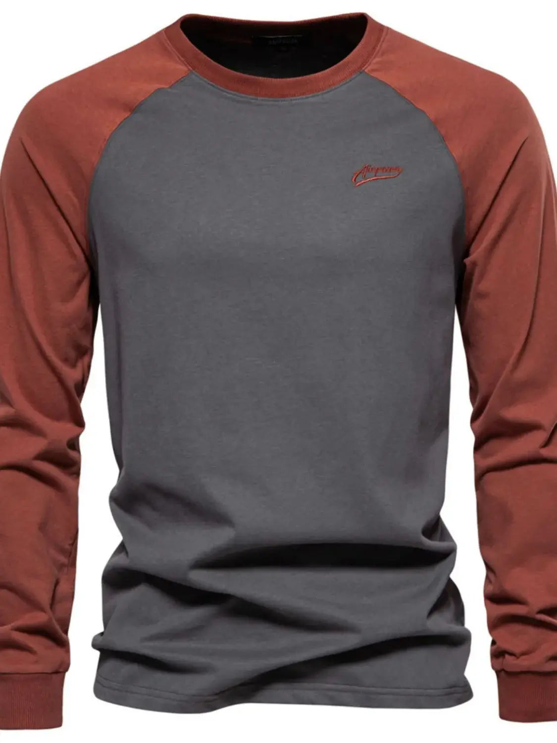 Men's Contrast Round Neck Raglan Sleeve T-Shirt - Trendsi - Flyclothing LLC