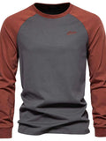 Men's Contrast Round Neck Raglan Sleeve T-Shirt - Trendsi - Flyclothing LLC