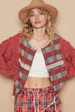 POL Round Neck Long Sleeve Plaid Shirt - Trendsi