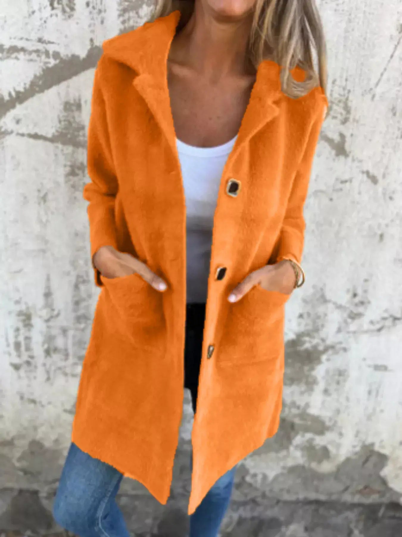 Full Size Button-Down Long Sleeve Longline Coat Plus Size - Trendsi - Flyclothing LLC