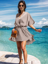 Surplice Half Sleeve Mini Dress - Trendsi - Flyclothing LLC
