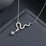 925 Sterling Silver Moissanite Snake Pendant Necklace - Trendsi - Flyclothing LLC
