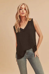 Aemi + Co V-Neck Wide Strap Tank - Trendsi - Flyclothing LLC