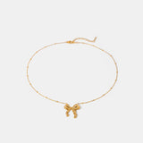 Stainless Steel Bow Pendant Necklace - Trendsi