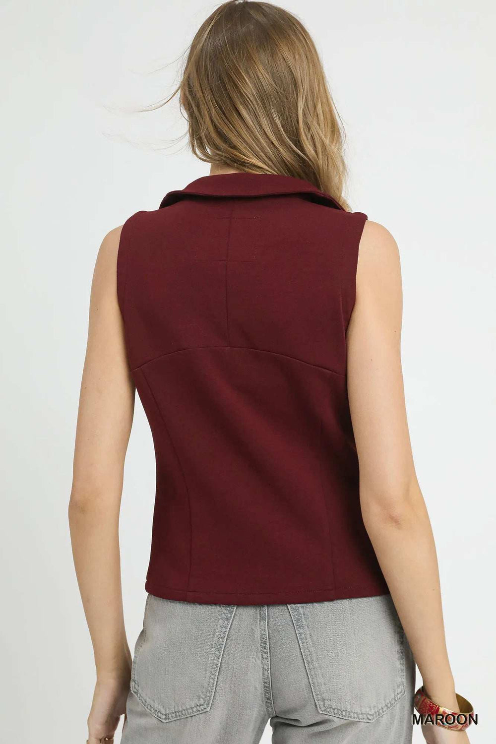 Umgee Zip-Front Fitted Vest with Pockets - Trendsi - Flyclothing LLC