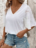 V-Neck Half Sleeve T-Shirt - Trendsi - Flyclothing LLC