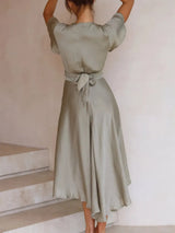 High-Low Plunge Flutter Sleeve Dress - Trendsi - Flyclothing LLC