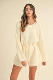 MABLE Round Neck Long Sleeve Sweater Romper - Trendsi