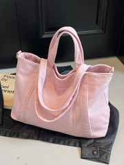 Corduroy Solid Large Tote Bag - Trendsi