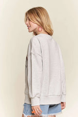 ADORA Rhinestone Accent Casual Sweatshirt - Trendsi - Flyclothing LLC