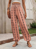 Tied Printed High Waist Pants - Trendsi - Flyclothing LLC